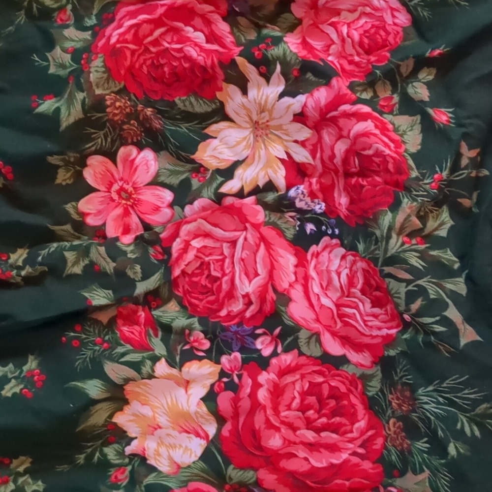 Holly Christmas Vintage Waist tea Apron with poinsettia